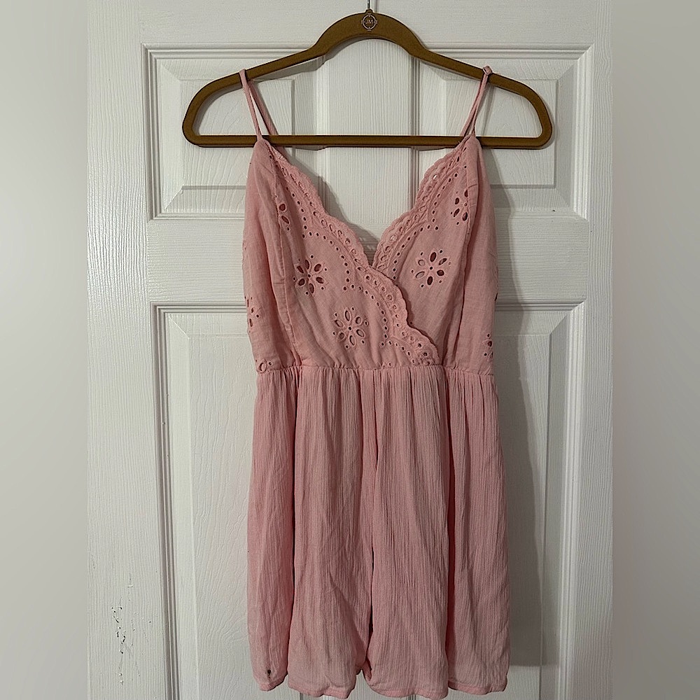Francesca’s Light Pink Eyelet Romper